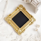 cheap Sculptures-6PCS Vintage Gold Resin Embossed Frame Set – DIY Wall Decor, Photo Frame Accents for Home, Party, Birthday, Wedding, Holiday, Photography Props, Miniature House Decoration