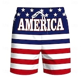 ieftine Patriotice 250 Șorturi-Bărbați 4 iulie - 250 de ani de existență a Statelor Unite Steagul SUA Patriotic Boxeri înot Pantaloni Scurți de Înot Pantaloni Scurti Talie medie Casual Concediu Buzunare laterale Căptușeală din