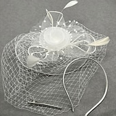 billige Fascinatorer-fascinators polyester Bryllup Bursdag Elegant Årgang søt stil Med Fjær Tyll Hodeplagg Hodeplagg
