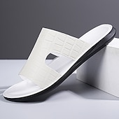 voordelige Vakantiesandalen-Bruine heren slippers met krokodillenprint, open teenslippers, lichtgewicht comfortabele zomerschoenen voor strandvakantie, resort, ontspanning bij het zwembad, reizen en buitenactiviteiten.
