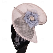 economico Fascinatori-Fascinator Lino Matrimonio Compleanno Elegante Vintage Con Fiore Tulle Copricapo Copricapo