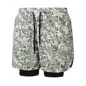 お買い得  ランニングショーツ-男性用 ランニングショーツ アスレチックショーツ ジムショーツ ドローストリング ポケット 2 イン 1 コンプレッションライナー付き ショートパンツ カジュアル 日常 アウトドア 夏 春 速乾性 ライトウェイト 吸汗性 ジムトレーニング 屋外 アスレチック レギュラー スポーツウェア アクティブウェア ブルー ブラック カモフラージュ