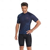 Χαμηλού Κόστους Ανδρικές φανέλες-Ανδρικά Πουλόβερ Γεωμετρικό Κοντομάνικο Ποδήλατο Αθλητική μπλούζα με 3 πίσω τσέπες Ύγρανση Αθλητισμός Θαλασσί Λευκό Ρουμπίνι Ρούχα