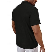 economico Camicie casual eleganti da uomo-Per uomo Camicia Camicia casual Camicia Jacquard Nero Bianco Kaki Azzurro Manica Corta Semplice Colletto a Camicia Casuale Quotidiano Traforato Abbigliamento Poliestere Elegante Moda Casual