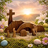 economico Pasqua-Tomba vuota, scena pasquale e decorazione a croce, set di scene di resurrezione pasquale in legno, decorazioni per presepe di Gesù per regali religiosi da tavolo per ufficio domestico e cristiani