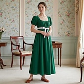 cheap Dresses-Retro Vintage Victorian Medieval Dress Ball Gown Regency Inspired Dress Princess Fancy Dress Women's Royal Masquerade Dailywear Adults Dress