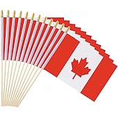 cheap World Soccer Match 2026-25Pack Small Canada Flag Handheld Mini Canadian Flag on Stick 5x8 Inch for Soccer World Summer Cup Match, Sports Events, Party Decorations, Fans Cheering