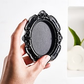 cheap Picture Frames-Vintage Black Resin Decorative Frame, Handmade Hand-Painted Ornate Wall Hanging Frame for DIY Wall Decor, Photo Display Frame, Home Wall Decoration Prop for Parties, Festivals
