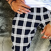 ieftine Imprimare geometrică-Bărbați Geometric Grilă / carouri Pantaloni scurți de sudoare Pantaloni scurți de plajă Pantaloni scurți Terry Talie medie Moda Casual Zilnic Haine de strada Concediu Imprimare 3D Talie elastică cu