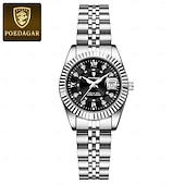 economico Orologi al quarzo-orologio da polso da donna di lusso, orologio da polso al quarzo da donna con cinturino in acciaio inossidabile bicolore oro argento e lunetta scanalata &amp;orologio elegante e impermeabile da donna,