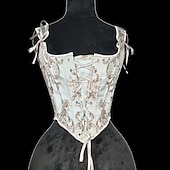ieftine Topuri-Medieval Renascentist Cottagecore Corset Corsaj Viching Țăran Cu Șiret Costume de fancy Pentru femei Celtic Fantezie Halloween Carnaval Performanță LARP Ren Faire Adulți Corset Corsaj