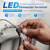 お買い得  LEDアクセサリー-ダブルワイヤプラグインコネクタ、LEDライトストリップ低電圧コネクタ2ピン、ロックバックル付き - クイック接続、ワイヤの被覆を剥がしたり切断したりする必要はありません、50個入り