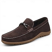 billiga Casual loafers-Herrbruna mockaloafers slip-on, vardagliga finskor, mjuka och bekväma mockasiner för vardagsbruk, bilkörning, resor, kontor, helgkläder och avslappnad smart casual-stil