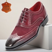 baratos Sapatos Sociais Clássicos-Sapatos brogue masculinos em couro legítimo – couro bovino premium, design wingtip, estilo elegante e clássico, sapatos sociais confortáveis para homens, ideais para casamentos, festas, escritório e eventos formais.