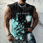 billiga Sarkasm Humor T-shirts-Herr-t-shirt med "jag mår bra", blodigt stänk, rolig mörk humor, ärmlös t-shirt med heltäckande tryck, skräckgrafik, muskeltröja, designerkläder, s m l xl xxl xxxl