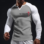 abordables T-shirts de foi-Chemise Bibles pour Hommes Croisés Bible Jusqu'à Ce Que Tu Puisses' Chemise à Col Henley V-Neck Manches Longues Graphique Texturé Waffle Ajustement Slim Fit Muscle Église Vêtements Designer