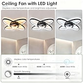 abordables Plafonniers à intensité variable-Ventilateur de plafond moderne avec éclairage, profil bas, télécommande et application de contrôle, 6 vitesses, pales réversibles, éclairage LED à intensité variable pour salon, chambre ou cuisine.