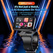 baratos Premium-Relógio inteligente Lokmat Appllp Max de 2,88 polegadas com 4G LTE, pedômetro, calendário e câmera, compatível com dispositivos móveis, unissex, com classificação IPX-4 e caixa de 32 mm.