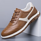 abordables Zapatillas Informales-Zapatillas casuales de piel sintética para hombre: zapatos ligeros y cómodos para caminar, viajes, salidas diarias y ropa de calle informal.