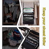 رخيصةأون تخزين الأمتعة والسفر-حقيبة تخزين معلقة كبيرة السعة، 4 طبقات، قابلة للطي، متعددة الوظائف، مناسبة لتخزين الملابس، الشماعات، الأمتعة، والملابس الخارجية