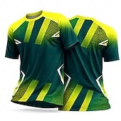  男性用 サッカーユニフォーム 幾何学模様 勾配 文字＆番号 ランニングトップ アスレチックTシャツ 夏 カラーブロック 半袖 UPF 50 速乾性 吸汗性 高通気性 トーナメント サッカー ジム ランニング しつけ用品 スポーツ グリーン スポーツウェア アクティブウェア