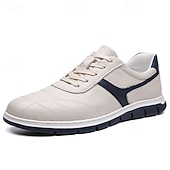 abordables Zapatillas Informales-Zapatillas casuales de piel sintética para hombre: zapatos ligeros y cómodos para caminar, viajes, salidas diarias y ropa de calle informal.