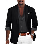  Homens Casaco esportivo Blazer de linho Moda Casual Cor Sólida Blazer de linho Exército verde Preto Azul Moderno Comum 1 Butão