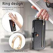 abordables 2026 Samsung Galaxy S26 Serie-teléfono Funda Para Samsung galaxia S26 S26 Plus S26 Ultra Tarjetas billetera Gire la tapa Cremallera con correa de muñeca Caballete Retro TPU Cuero de PU