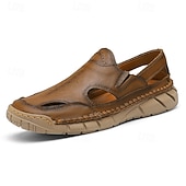 voordelige Casual sandalen-Casual loafers voor heren van imitatieleer – ademende instapschoenen voor de zomer met een open design, een lichtgewicht flexibele zool, ideaal voor dagelijks gebruik, reizen en buitenactiviteiten.