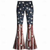  250th Anniversary USA Retro Vintage 1970s Pants Bell Bottom Pants Hippie Disco High Waist Zigzag Fancy Dress Women's Masquerade 4th of July Party Independence Day Adults' Pants