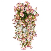 abordables Artificial Flower-4pcs Artificial Morning Glory Vine Garland for Wedding, Home, &amp; Outdoor Decor, Realistic Flower Hanging Vines for Garden, Patio, Wall, and Courtyard, Durable Faux Floral Décor for Wedding Decoration