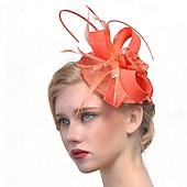 voordelige Fascinators-fascinators Veer Stof Bruiloft Verjaardag Elegant Vintage leuke Style Met Veer Helm Hoofddeksels