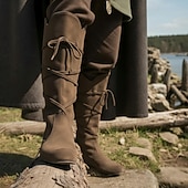 abordables Calzado-Retro Antiguo Medieval Renacimiento Zapatos Botas Caballero Vikingo Cruzado Disfraz Hombre Vikingo Pirata Víspera de Todos los Santos Carnaval Mascarada Rendimiento LARP Feria Ren Adulto Zapatos