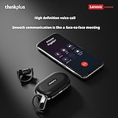 お買い得  オープンフィットイヤフォン-Lenovo オープンイヤークリップオンワイヤレスイヤホン、Bluetooth 5.4ヘッドホン、充電ケース付き、再生時間20時間、コンパクト &amp;パワフルなサウンド、内蔵マイク、スポーツやワークアウトに最適な快適なフィット感のイヤホン。男女兼用。