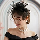 billige Fascinatorer-fascinators polyester Bryllup Bursdag Elegant Årgang søt stil Med Fjær Tyll Hodeplagg Hodeplagg