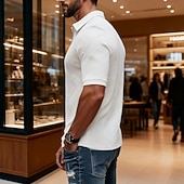 economico Polo classica da uomo-Per uomo Polo con zip Testurizzato Casuale Quotidiano Zip a un quarto Manica Corta Moda Tempo libero Semplice Cerniera Zip a un quarto Estate Primavera Blu Verde translucido blu navy Aalbicocca Blu