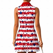  Amerikas 250-årsjubileum Självständighetsdagen Dam Geometrisk Landsflagga Tennisklänning Sportklänning Ärmlös Mönster Andningsfunktion Volleyboll Tennis Golf Polokrage Dragkedja Klänningar Marin Vit