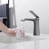 economico Rubinetti per lavandino bagno-Rubinetto per lavabo da bagno - classico rubinetto da bagno monocomando a foro singolo galvanizzato color grigio gomma