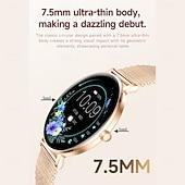 baratos Smartwatch-Relógio inteligente exclusivo Goddess com tela redonda AMOLED HD de 1,32 polegadas, ultrafino e leve de 7,5 mm, a melhor opção de presente para namorada, monitoramento de frequência cardíaca e
