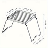 voordelige Grills voor buiten koken-Opvouwbare roestvrijstalen vuurkorfstandaard voor buiten, beschermt voedsel tegen direct contact, geschikt voor kamperen, barbecueën, koken en verwarmen. Een essentieel accessoire voor buitenkoken.