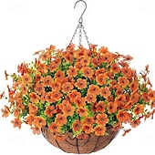 economico Fiore finti-Fiori artificiali pendenti con cestino, piante finte pendenti con fiori di seta artificiali resistenti ai raggi UV per esterni e interni, primavera estate, portico, patio, balcone, giardino,