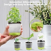 お買い得  植物ケアアクセサリー-蓋付きスタータートレイと植物ラベル付きの4インチ苗カップ10個、透明な苗ポット、補強されたベース付きの再利用可能なプラスチック植木鉢、移植が簡単 &amp;種まき