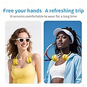 cheap Neck Fans-Neck-worn Fan Featuring 5-speed Cooling, Dual-turbo Technology, And Ultra-quiet 40-decibel Operation Lightweight And Skin-friendly Design, Ideal For Travel, Outdoor Activities, And Everyday Use