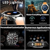 economico Smartwatch-Smartwatch da uomo Amolde HD300 Pro con GPS, mappe offline, memoria da 4 GB, registratore, torcia, sport all'aria aperta, barometro, altimetro e bussola.