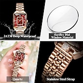 billige Kvartsklokker-Morsdagsgave dameklokke, firkantet urskive i roségull med glitrende krystaller, vanntett kvarts armbåndsur i rustfritt stål, elegant klokkesmykke til kona, urskiver i flere farger