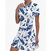 billiga Kvinnors klänning-Dam Grafisk Leopard Geometrisk Tennisklänning med shorts Sportklänning Golfpikéklänning Kortärmad Fjärdedels blixtlås Asymmetrisk Elastisk Svettavvisande Andningsfunktion Tennis Golf Badminton