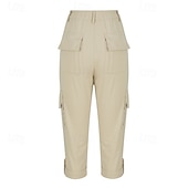 economico Pantaloncini Bermuda-Per donna Pantaloni Cargo Pantaloni capri Chinos Vacanza Streetwear Casual Lunghezza al polpaccio Vita media Semplice Tasca Fascia Elastica Comodo Comodità Inelastico Quotidiano All'aperto Streetwear
