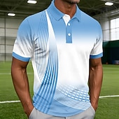  בגדי ריקוד גברים גאומטרי קו חולצות פולו שרוולים קצרים חולצות פולו חולצות עם צווארון יום יומי בגדי ספורט ומנוחה כפתורים אביב קיץ פול ורוד מסמיק סגול