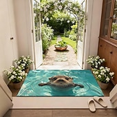 billige Dørmatter-Dørmatte med oter som svømmer, 3D visuell illusjon, turkis vanndesign, 2D flatt trykk, slitesterkt og lettstelt materiale, innbydende inngangspartidekor