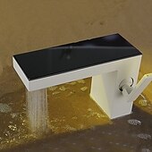 abordables Robinets de lavabo-Robinet de salle de bain cascade, robinet de lavabo à haut débit, mitigeur de lavabo en laiton à montage sur plage, robinet de lavabo monotrou à poignée unique, robinet de meuble-lavabo